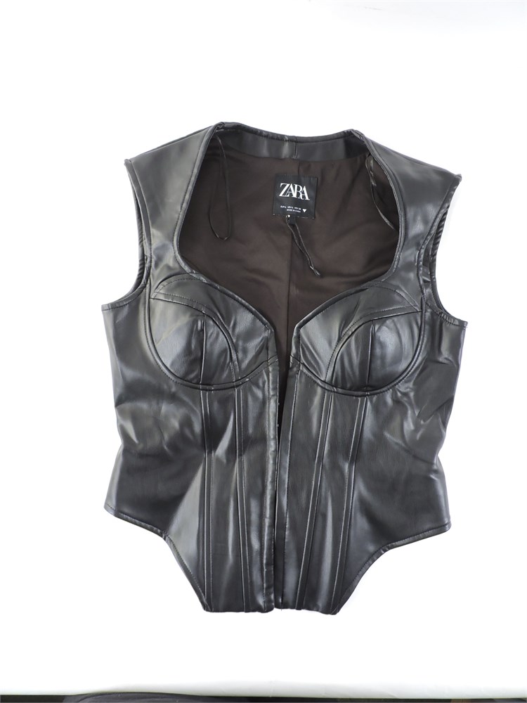 Police Auctions Canada - Women's Zara Faux Leather Sleeveless Cupped Corset-Style  Top - Size L (517227L)