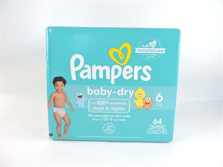 fare sex Pelagic Police Auctions Canada - Box of 64 Pampers Baby-Dry Diapers - Size 6  (274480L)