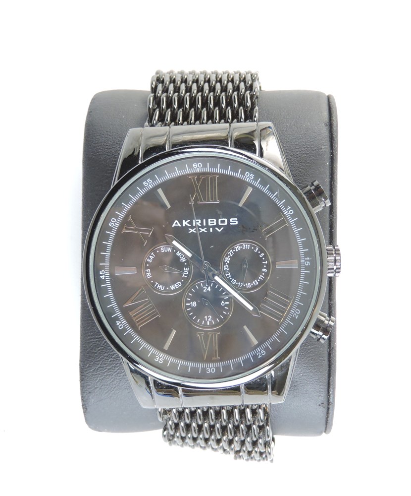 Akribos xxiv men's stainless best sale steel watch