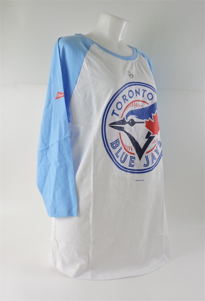 Police Auctions Canada - Budweiser Toronto Blue Jays 3/4 Sleeve Raglan T- Shirt - Size M (514406L)