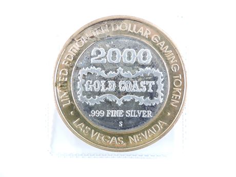 Limited Edition TEN DOLLAR .999 SILVER Gaming Coin Token From