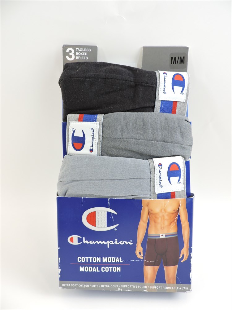 Police Auctions Canada - Men's Champion Cotton Modal Tagless Boxer Briefs,  3 Pack - Size M (517979L)