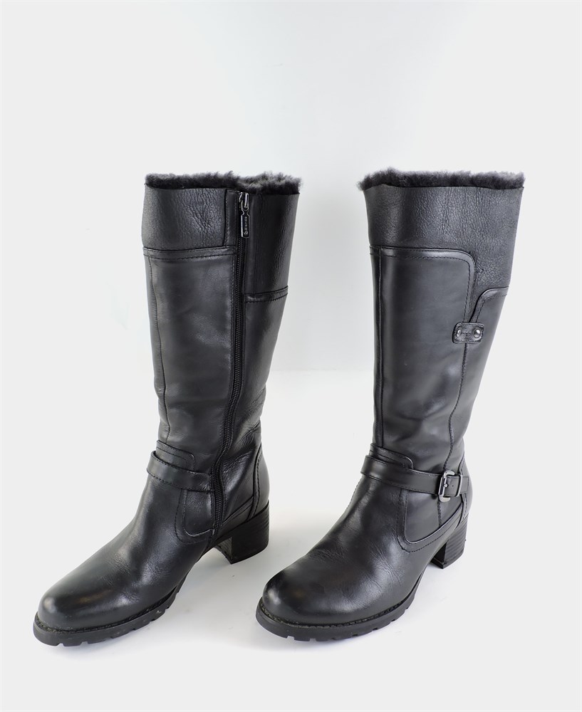 Police Auctions Canada Women s Blondo Flavia Leather and Shearling Tall Boots Size 8M 258115L