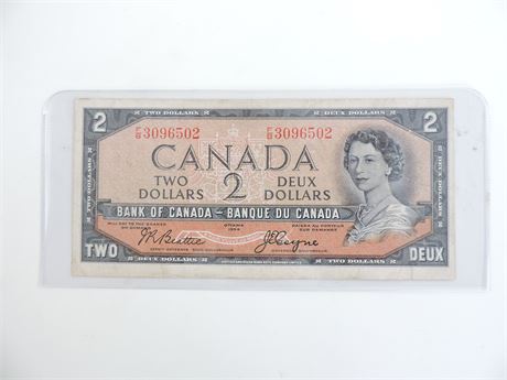 1954 Canadian "Devil's Face" $2 Dollar Bill (241949C)