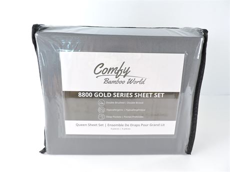 (New) Comfy Bamboo World 4-Piece Sheet Set, Size Queen (255994H)