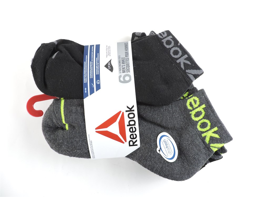 Reebok 6PK ANKLE SOCK, Size 6-12.5 