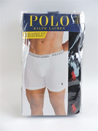 Police Auctions Canada - Men's Polo Ralph Lauren Cotton Wicking Boxer Briefs,  3 Pack - Size L (517354L)