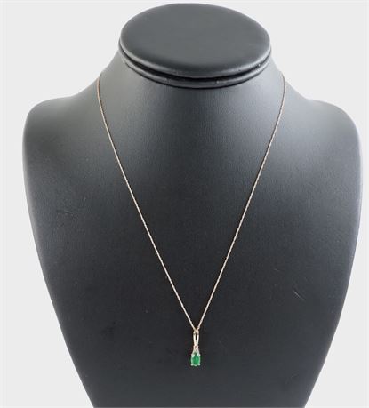 14K Rose Gold Diamond & Emerald Necklace (512883F)