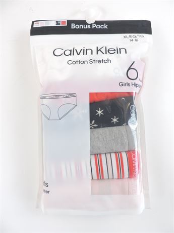 Police Auctions Canada - Girls Calvin Klein Hipster Panties, 6 Pack - Size  XL/14-16 (516944L)