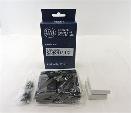 BM Premium 2-Pack of LP-E12 Batteries & Charger Kit for Canon (252224B)