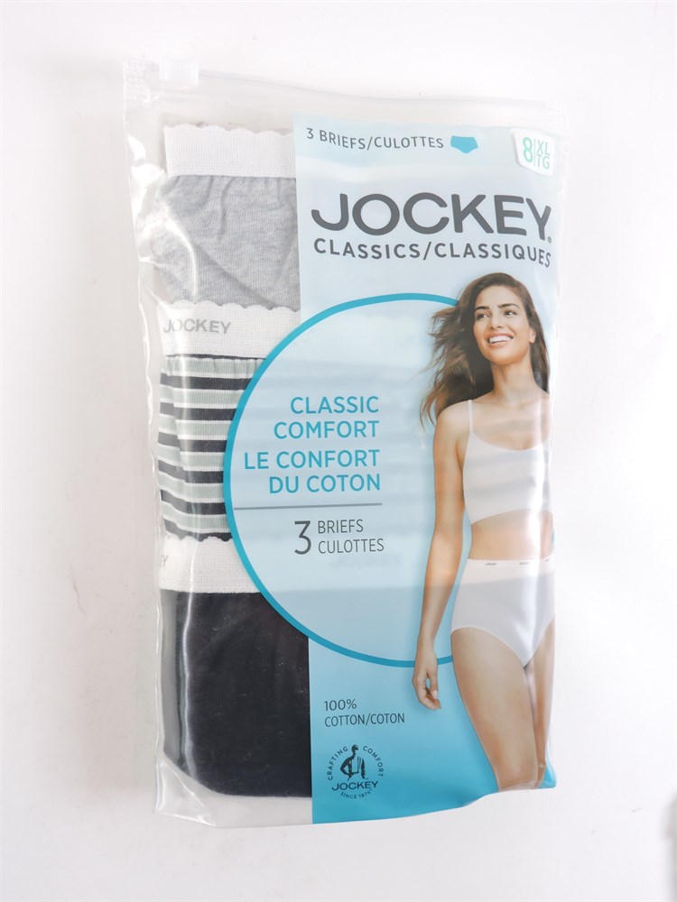 Jockey Women's Classic French Cut - 3 Pack 5 Grey Heather/Simple  Stripe/Black