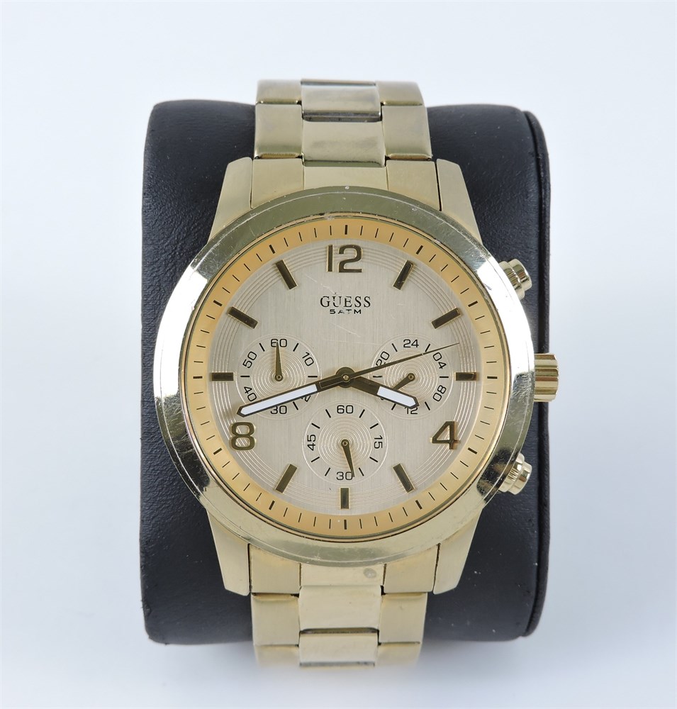 Reloj Guess W14043l1 Analogico Hombre Dorado Cronografo