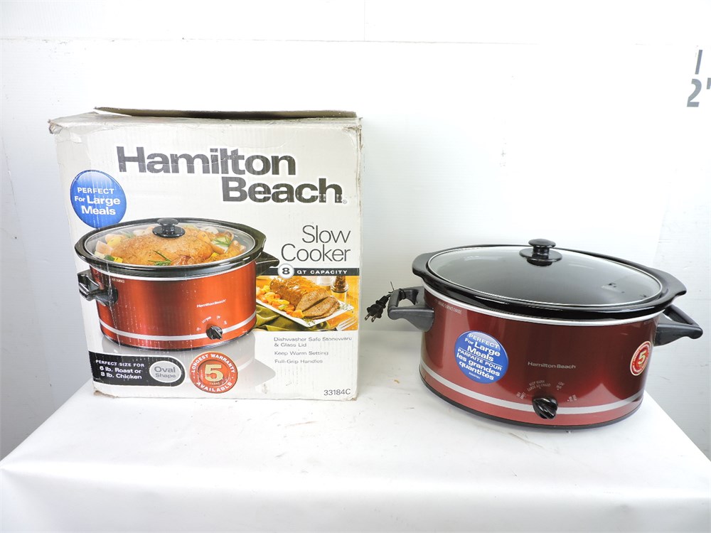 Hamilton Beach Slow Cooker 8 Qt Oval Red Full-Grip Handles and