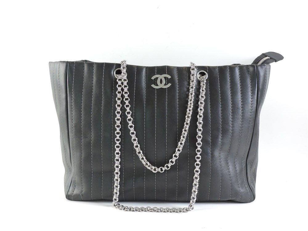 Police Auctions Canada - Chanel Leather Quilted Wild Stitch Tote