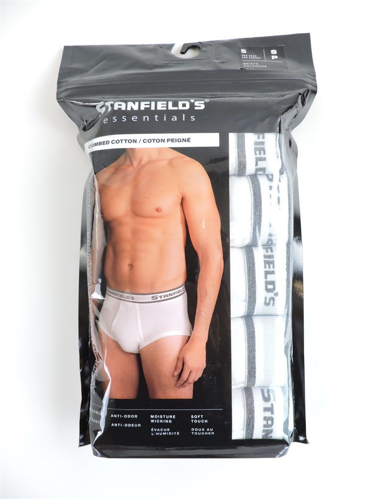 Police Auctions Canada - Men's Stanfield's Essentials Combed Cotton Briefs,  5 Pack - Size S (518803L)