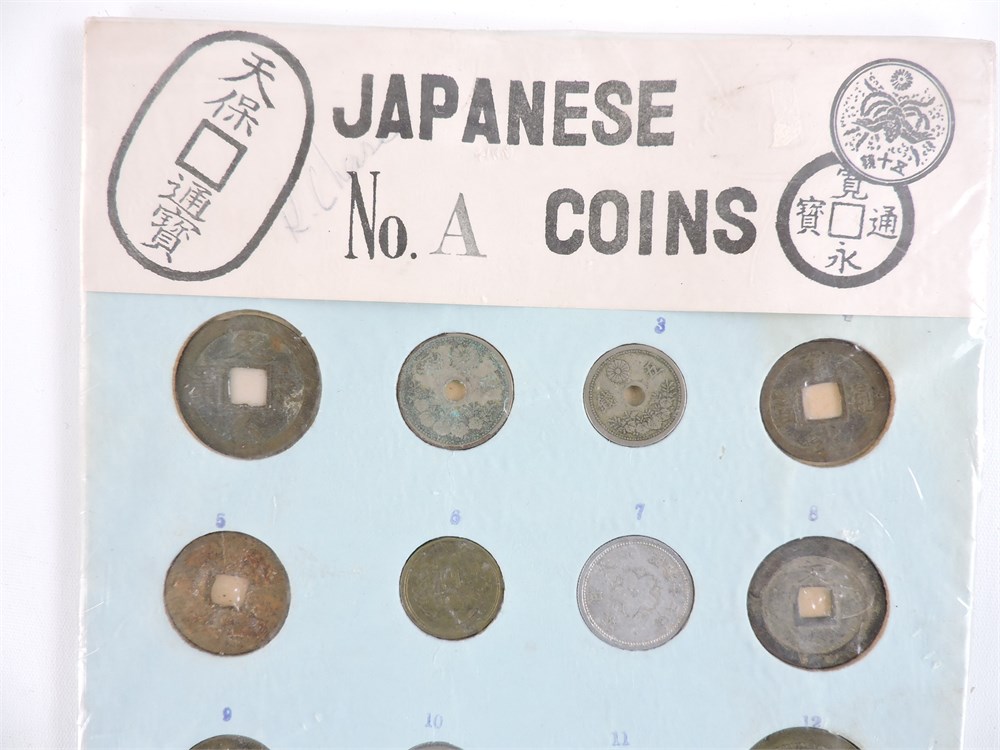 Police Auctions Canada - 16 Japanese Coins Mounted (513251C)