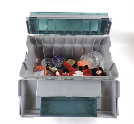 Police Auctions Canada - Rubbermaid Tackle Box with Assorted Fishing  Supplies (267376H)