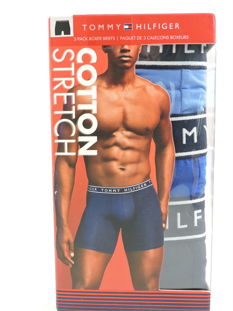 Tommy Hilfiger Men's Cotton Stretch 3-Pack Boxer Brief, Black, S at   Men's Clothing store