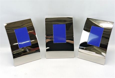 (3) Polished Silver Tone Curved Standing Picture Frames (231857H)