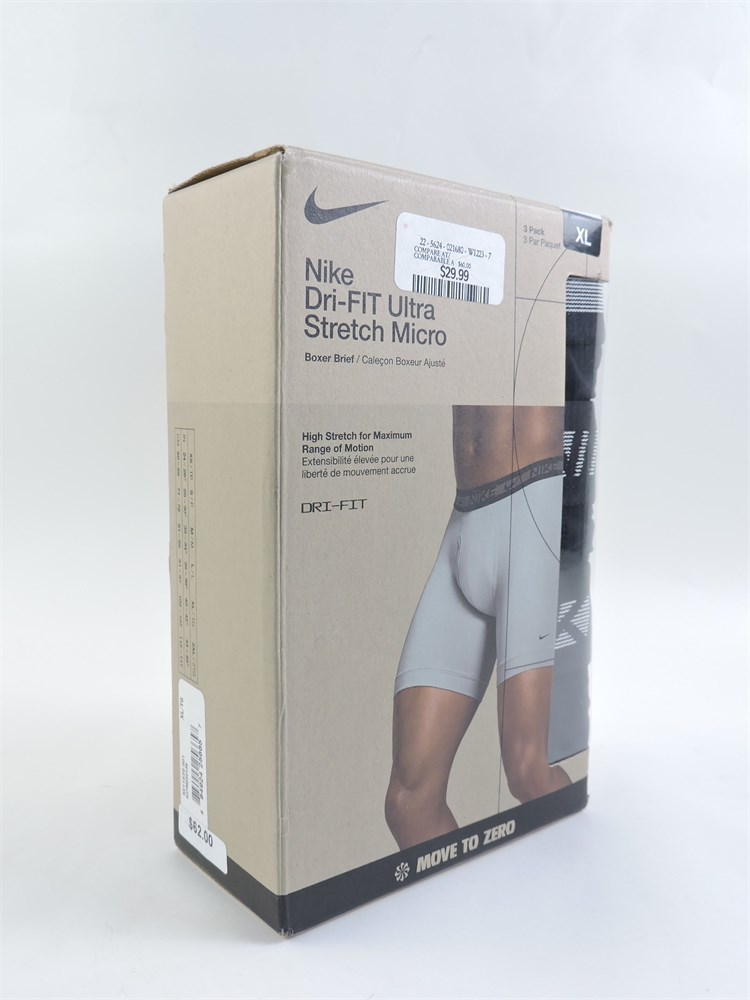 Police Auctions Canada - Men's Nike Dri-Fit Ultra Stretch Micro Boxer Briefs,  3 Pack - Size XL (520789L)