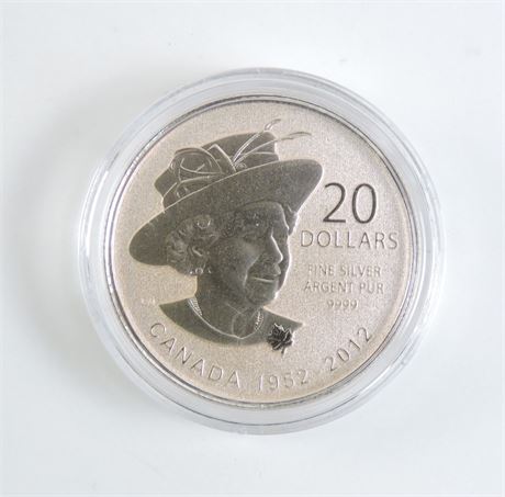2012 Canada Queen Diamond Jubilee .9999 Fine Silver $20 Coin   (521641C)