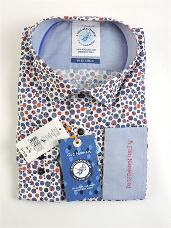 Men's A Fish Named Fred Print Button-Up Shirt - Size XL (522236L)