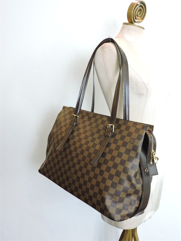 Louis Vuitton Damier Ebene Canvas Leather Chelsea Tote Bag Auction