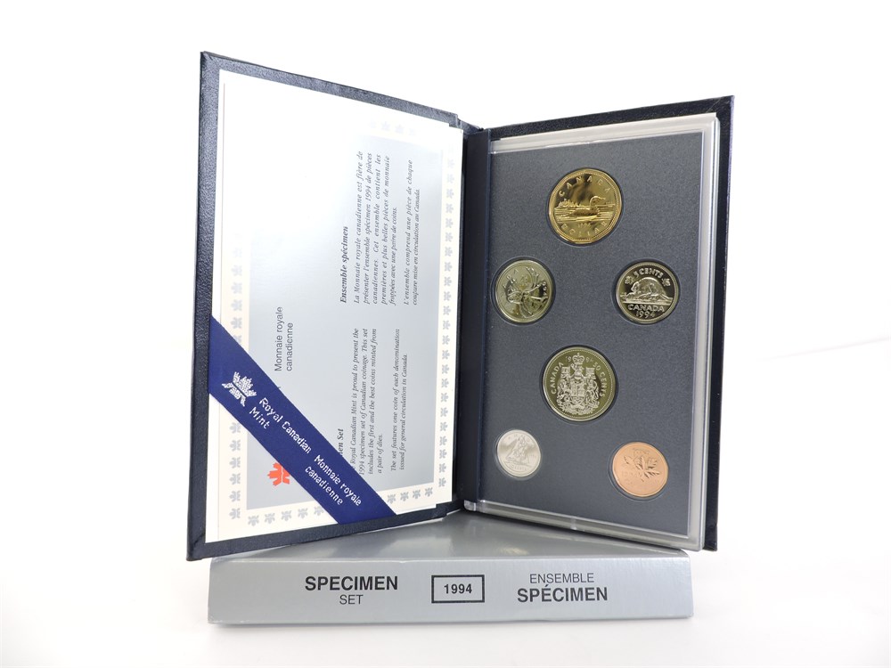 1994 Canada Specimen set 6 uncirculated coins original plastic display holder 