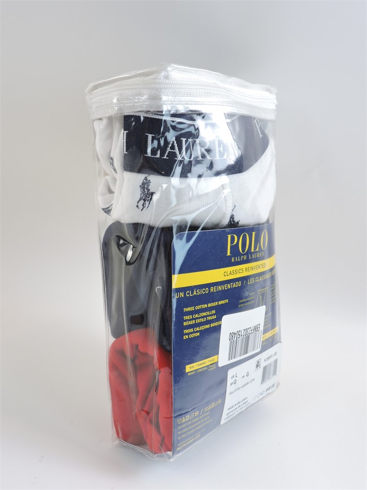 Police Auctions Canada - Men's Polo Ralph Lauren Cotton Wicking Boxer Briefs,  3 Pack - Size L (517354L)