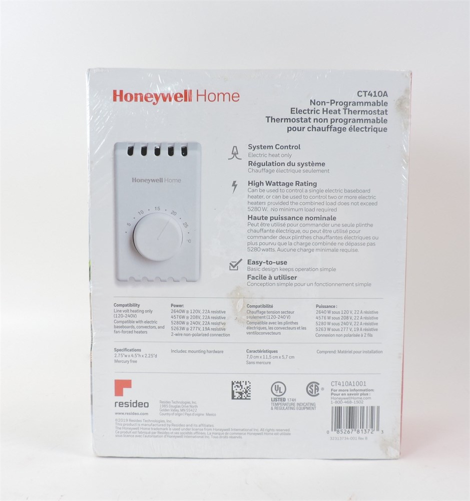 Police Auctions Canada - Honeywell Home CT410A Electric Heat Thermostat ...