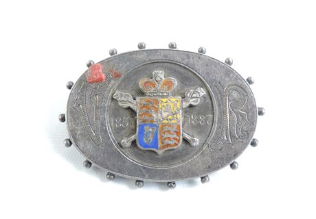 Antique Queen Victoria Golden Jubilee Hallmarked Silver Pin (522161F)