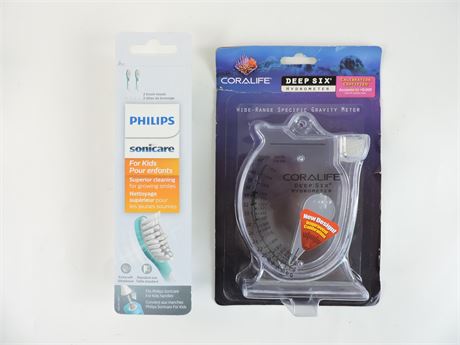 (2) Philips Brush Head Replacements & Coral Life Deep Six Hydrometer (276425H)