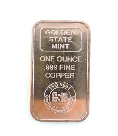 One Ounce of Golden State Mint .999 Fine Copper (250173C)