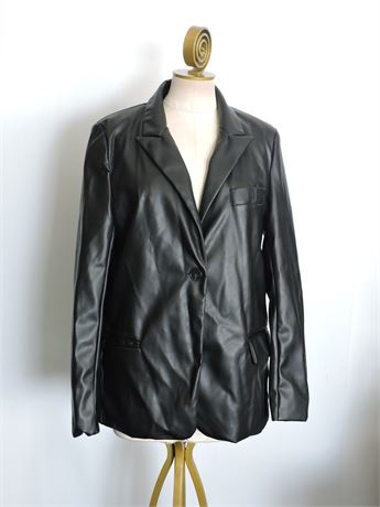 Ladies' Forever 21 Faux Leather Blazer Jacket, Size L (287319L)