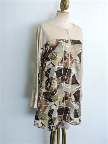 Women's Marallis 1/2 Zip Print Mini Tunic Dress, Size L (284478L)
