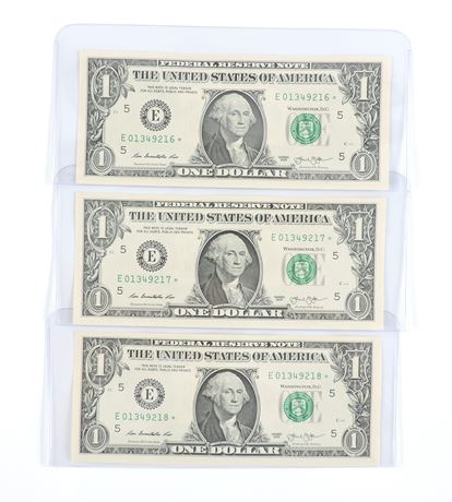 Lot of (3) Sequentially Numbered 2013 U.S. $1 Bills  (518279C)