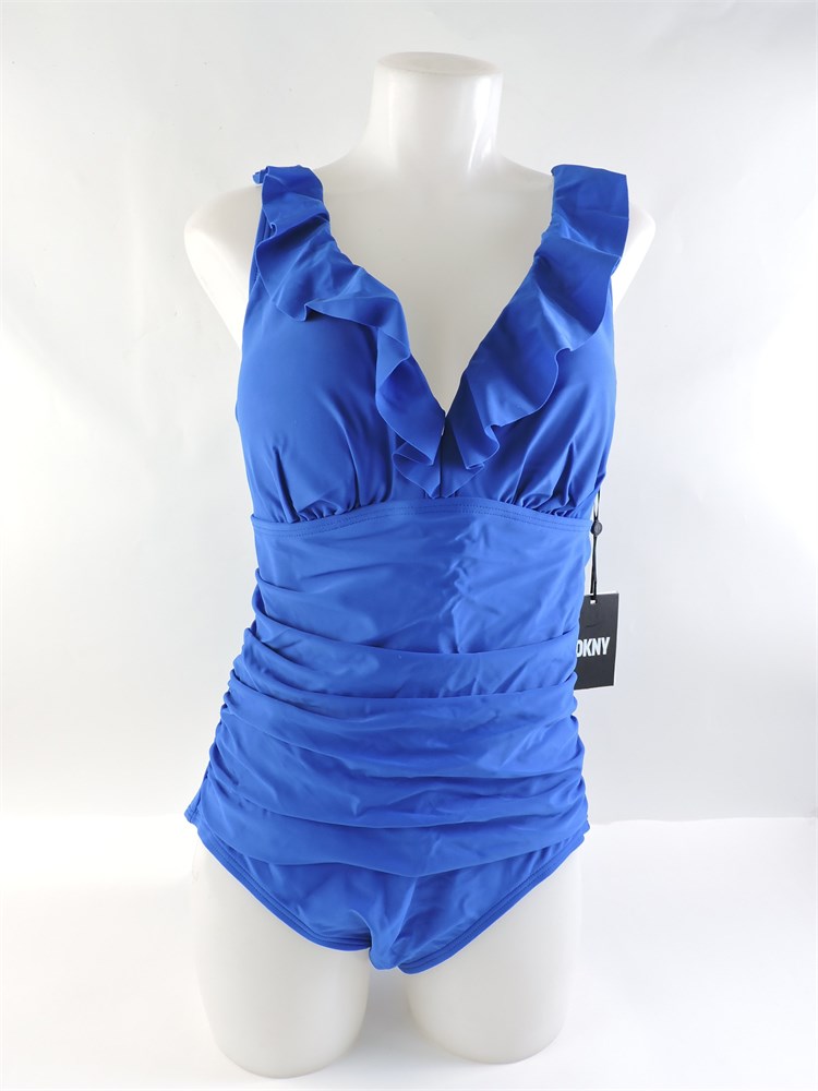 Police Auctions Canada DKNY V Neck Ruffle Plunge One Piece