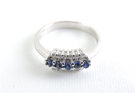 925 Silver Ring: Sapphire & Cubic Zirconia (219764F)