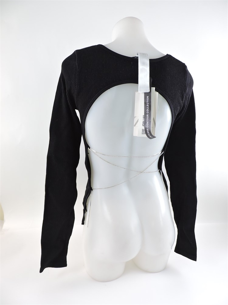 NWT Zara Black Long Sleeve Crop Top Limitless Contour Collection