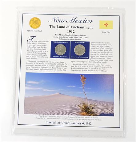 2008 US New Mexico 2-Piece State Commemorative Coin and Stamp Set (271570C)