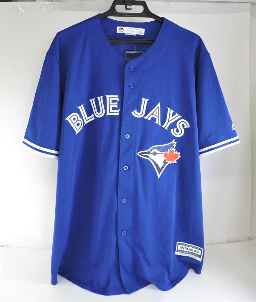 Police Auctions Canada - Men's Blue Jay Majestic Jersey - Size 2XL ...